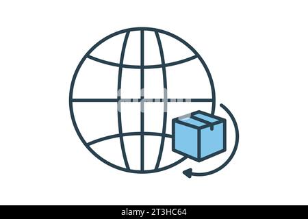 International shipping. Icon related to Delivery. Suitable for web site design, app, user interfaces. Flat line icon style. Simple vector design edita Stock Vector
