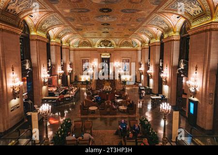 The famed lobby of the Palmer House Hotel, Chicago, the oldest continuously operated hotel in North America Stock Photo