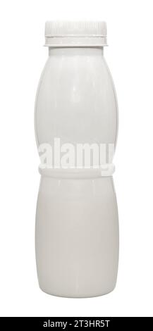 White plastic bottle with milk on a white background. Isolate bottles Stock Photo