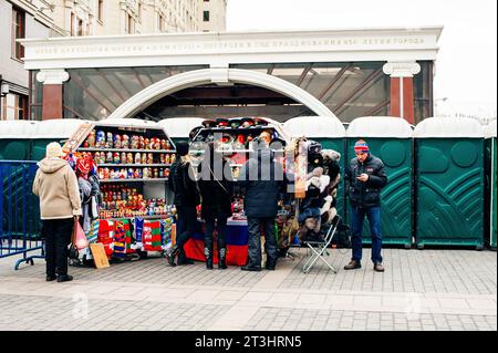 russia, moskow - november 12th 2022 selling nesting dolls on the street. High quality photo Stock Photo