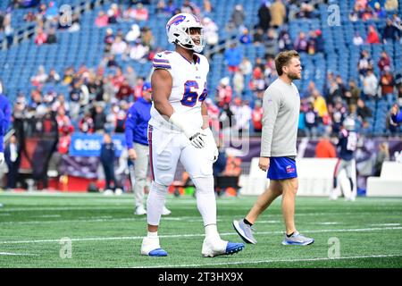 Buffalo Bills guard O'Cyrus Torrence (64) runs on the field during the ...