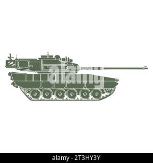 Main battle tank cartoon doodle. Armored fighting vehicle. Special combat military transport. Detailed colorful vector illustration isolated on white Stock Vector