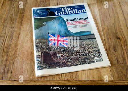 31 January 2020.  The front page of The Guardian newspaper on the day the UK left the EU. Stock Photo