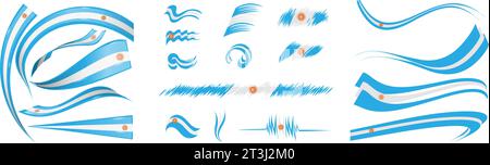 Argentina flag set elements, vector illustration on a white background Stock Vector