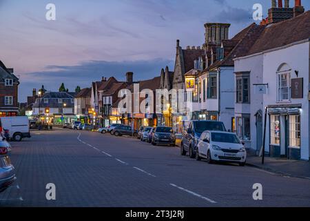 The high street of Widest Malling on a summers evening Stock Photo