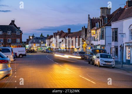 The high street of Widest Malling on a summers evening Stock Photo
