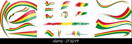 Bolivia and Mali flag set elements, vector illustration on a white background Stock Vector