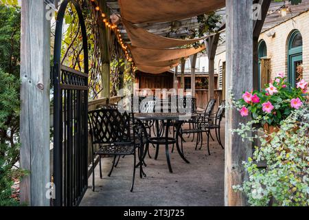 Restaurant patio in Paris, Ontario, Canada Stock Photo