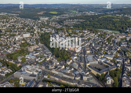 Luftbild, Ortsansicht mit evang. Nikolaikirche und kath. Kirche St. Marien, Universität Siegen - Campus Unteres Schloss, Rathaus, Siegen-Kernband, Siegen, Siegerland, Nordrhein-Westfalen, Deutschland ACHTUNGxMINDESTHONORARx60xEURO *** Aerial view, town view with evang Nikolaikirche and catholic church St Marien, University of Siegen Campus Lower Castle, Town Hall, Siegen Kernband, Siegen, Siegerland, North Rhine Westphalia, Germany ATTENTIONxMINESTHONORARx60xEURO Credit: Imago/Alamy Live News Stock Photo