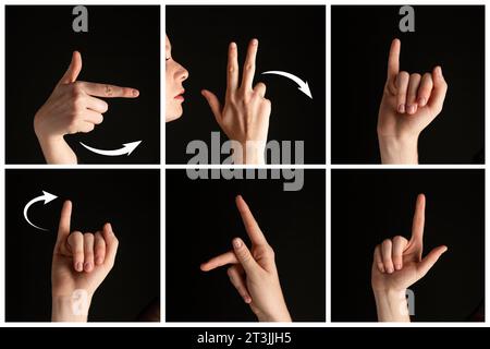 Sign language alphabet. Hand gestures and corresponding letters on ...