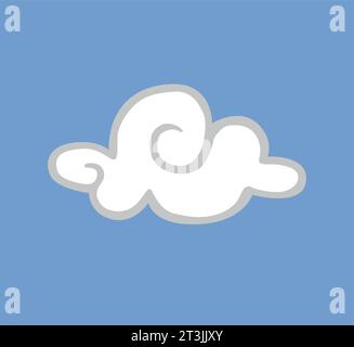White clouds isolated on a blue background. Icon of childish clouds in blue sky. Stock Vector