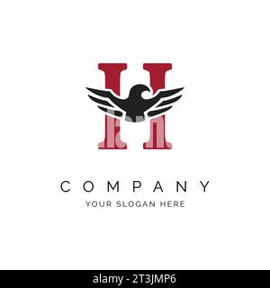 H Letter Logo, Eagle wings logo, Falcon Logo Template vector illustration design Icon Symbol. Alphabet H with Eagle symbol Stock Vector