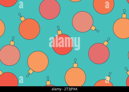 seamless pattern with colorful christmas balls; great for wrapping, textile, wallpaper, greeting card- vector illustration Stock Vector