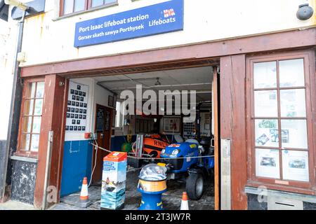 Port Isaac lifeboat station in the village centre,Cornwall,England,autumn 2023 Stock Photo