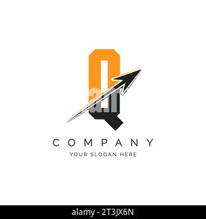 Q Letter with Arrow Logo Template Illustration. Q Alphabet Concept Design Modern Vector Monogram Icon Stock Vector