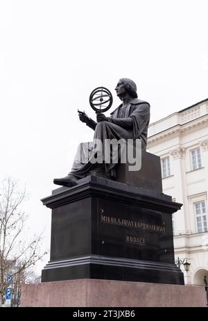 Statue Nicolaus Copernicus or Mikolaj Kopernik, monument made by sculptor Bertel Thorvaldsen in 1822. Renaissance polymath, polish mathematician Stock Photo