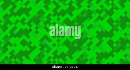 Green grass seamless pattern with diagonal pixel texture. Pixelart computer background with dithering. Vector illustration in retro style. Stock Vector