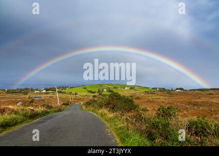 Rainbow near Loughderryduff, Ardara, County Donegal, Ireland Stock Photo