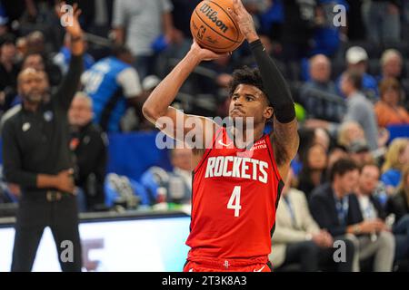 Orlando, Florida, USA, October 25, 2023, Houston Rockets guard Jalen Green #4 shoots a technical at the Amway Center. (Photo Credit: Marty Jean-Louis/Alamy Live News Stock Photo