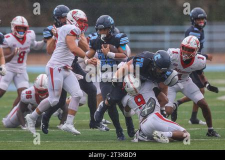 Columbia Lions running back Ty'son Edwards #22 during action in the NCAA football game against the Marist Red Foxes at Robert K. Kraft Field at Lawrence A. Wien Stadium in New York , New York , Saturday, Oct. 7, 2023. (Photo: Gordon Donovan) Stock Photo