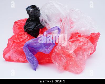plastic bags isolated on a white background. danger of plastic waste concept Stock Photo