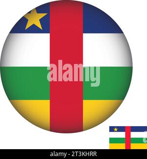 Central African Flag Round Shape Stock Vector
