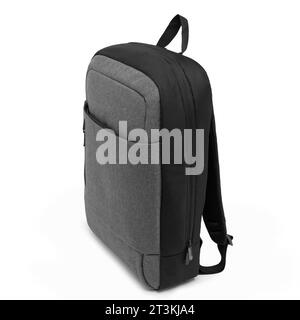new design big capacity laptop backpack bag isolated on white background with clipping path. travel college school backpack. side view. Stock Photo