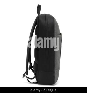 new design big capacity laptop backpack bag isolated on white background with clipping path. travel college school backpack. side view. Stock Photo