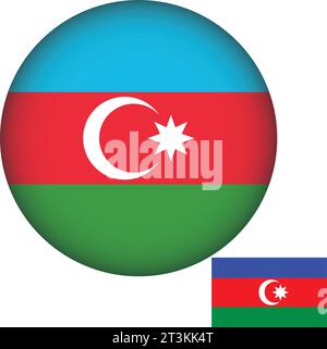 Azerbaijan Flag Round Shape Stock Vector