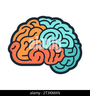 Human brain icon logo sign vector outline in black and white color ...