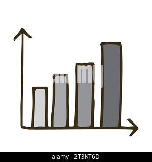 Doodle graph chart icon or logo, hand drawn with thin black line Stock Vector