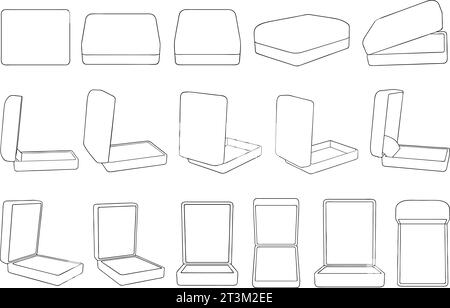 Illustration of different ring boxes isolated on white Stock Vector