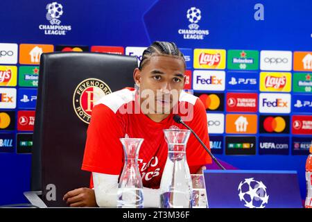 ROTTERDAM, NETHERLANDS - OCTOBER 25: Calvin Stengs (Feyenoord Rotterdam) during the press conference during the Group E - UEFA Champions League 2023/2 Stock Photo