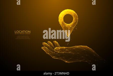 technology pin on hand. Location and GPS concept.  Stock Vector
