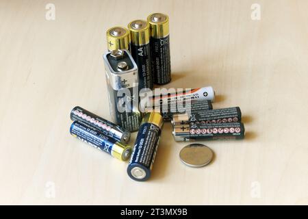 Energy And Recycling: Various Batteries, Exempted With Copyspace Stock Photo