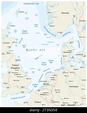 Map of the North Sea basin and surrounding countries Stock Photo