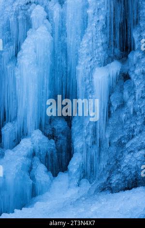 Pericnik Waterfall frozen in winter, Triglav National Park, Julian Alps, Slovenia Stock Photo