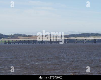Tay rail bridge over River Tay in Dundee, UK Stock Photo