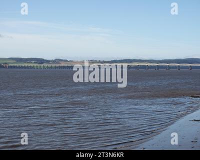 Tay rail bridge over River Tay in Dundee, UK Stock Photo