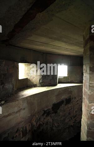 Interior of defensive bunker at the site of the World War 2 Chain Home Low (CHL) early warning radar site near Cregneash, Isle of Man. Stock Photo