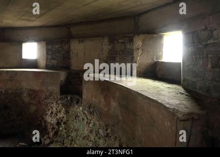 Interior of defensive bunker at the site of the World War 2 Chain Home Low (CHL) early warning radar site near Cregneash, Isle of Man. Stock Photo