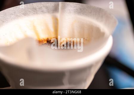 Brewing coffee with the v60 method Stock Photo