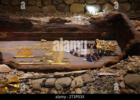 GYEONGJU, SOUTH KOREA - MARCH 26, 2023: Ancient Silla kingdom royal treasure hoard found in royal tomb complex of Gyeongju, South Korea. Stock Photo