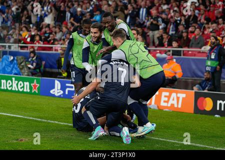 Lisboa, Portugal. 24th Oct, 2023. Real Sociedad players celebrate their goal during the UEFA CHAMPIONS LEAGUE group D football match between Benfica and Real Sociedad at the Estádio da Luz in Lisbon, Portugal Credit: Brazil Photo Press/Alamy Live News Stock Photo