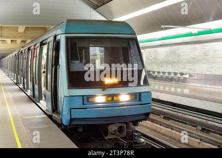 Train at a subway Station. Stock Photo