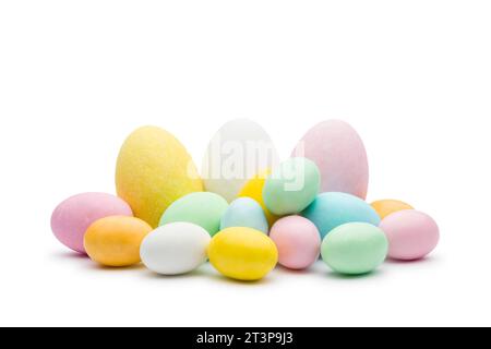 Colorful easter eggs on white background. Stock Photo
