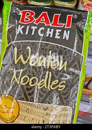 Viersen, Germany - October 9. 2023: Closeup of pack Bali Kitchen dried wonton noodles Stock Photo