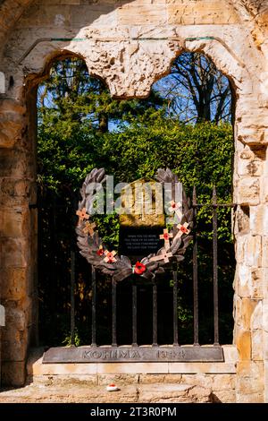 Battle of Kohima Memorial. Memorial in honour of the men of the British Army Second Infantry Division. War Memorial, Dean's Park, York Minster. York, Stock Photo