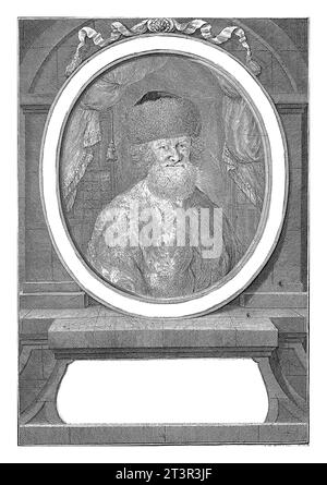 Portrait of Saul Ben Arjeh Leib Polonus, Christian Friedrich Fritzsch, after G. Pinhas, 1780 Portrait bust in oval right of Rabbi Saul Ben Arjeh Leib Stock Photo