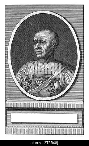 Portrait of Publius Cornelius Scipio Africanus maior, Jan Lamsvelt, 1684 - 1743 Portrait bust in oval to the left of the Roman general and politician Stock Photo